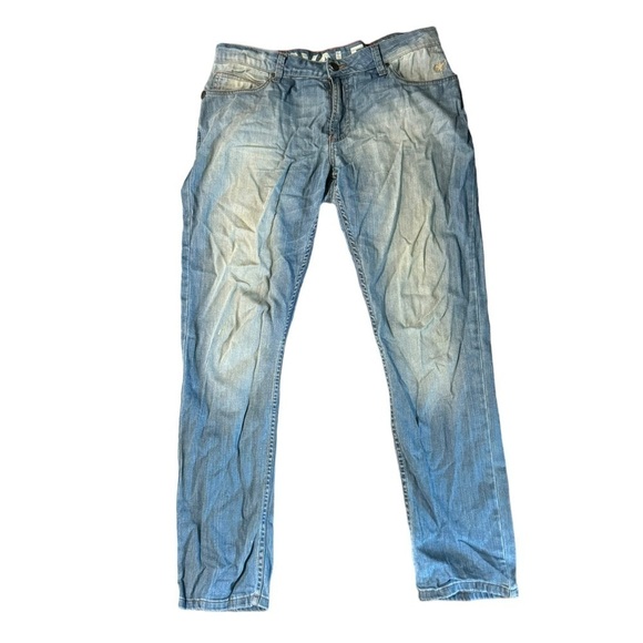 Cavalera Men’s Distressed Straight Leg Jeans 34X33 Logo Pockets Biker Rock Moto - Picture 3 of 11